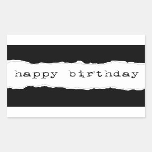 Sticker Rectangulaire joyeux anniversaire (papier déchiré)