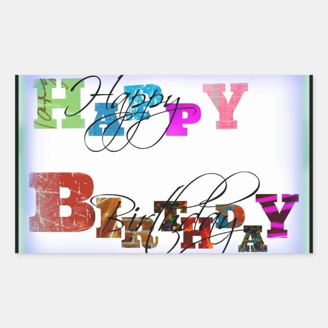 Sticker Rectangulaire Joyeux Ballons d'anniversaire (Devant)