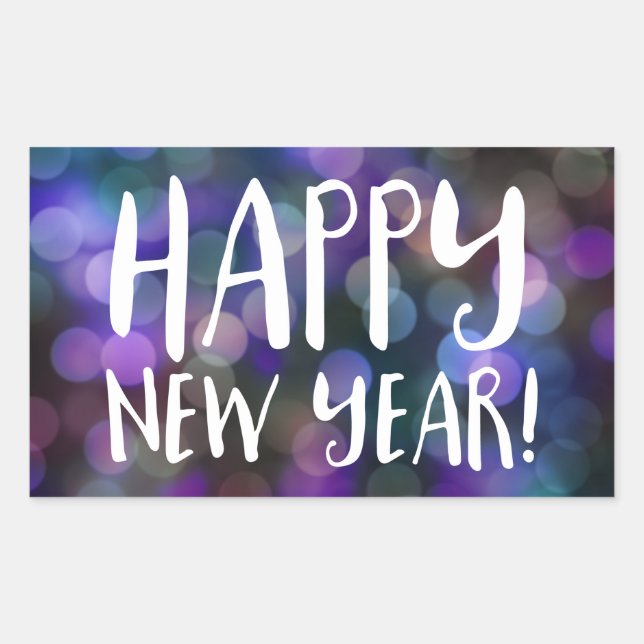 Sticker Rectangulaire joyeux bokeh nouvelle année (Devant)