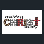 Sticker Rectangulaire Joyeux CHRISTmas Buffalo Plaid<br><div class="desc">Fabulous buffalo plaid texte conçu dit "Merry CHRISTmas".</div>