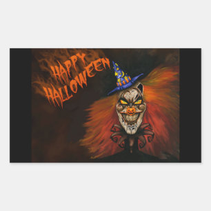 Sticker Rectangulaire Joyeux Clown effrayant d'Halloween
