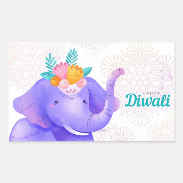 Sticker Rectangulaire Joyeux Diwali (Devant)