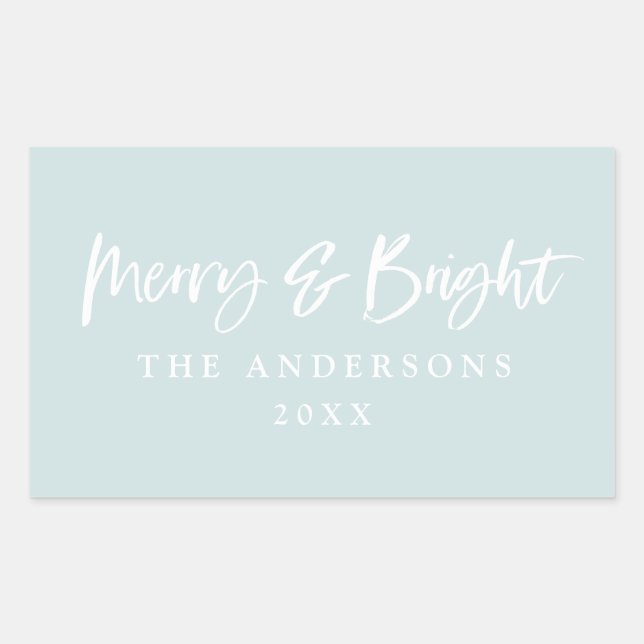 Sticker Rectangulaire Joyeux et brillant texte de script moderne Noël (Devant)