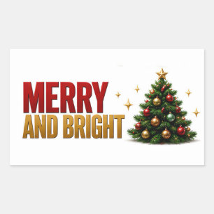 Sticker Rectangulaire 🎄 Joyeux et lumineux Citation de vacances de Noël