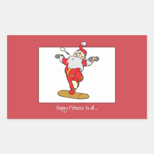 Sticker Rectangulaire Joyeux exercice de remise en forme Noël avec Père  (Devant)