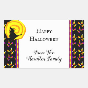 Sticker Rectangulaire Joyeux Halloween Mignonne Sorcière Épi de Maïs Aut