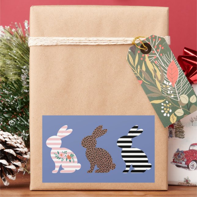 Sticker Rectangulaire Joyeux lapin de lapin léopard de Pâques (vacances)