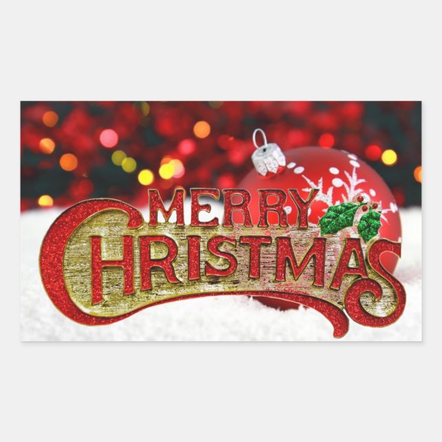 Sticker Rectangulaire Joyeux Noël (Devant)