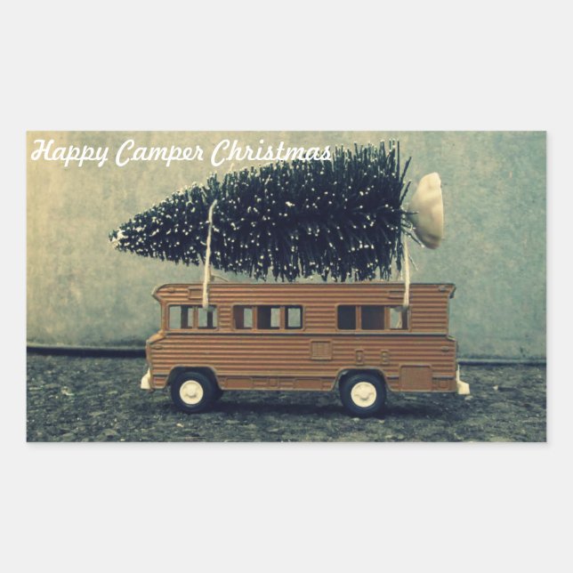 Sticker Rectangulaire Joyeux Noël au Camper (Devant)