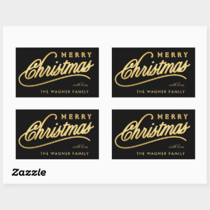 Sticker Rectangulaire Joyeux Noël Black & Gold
