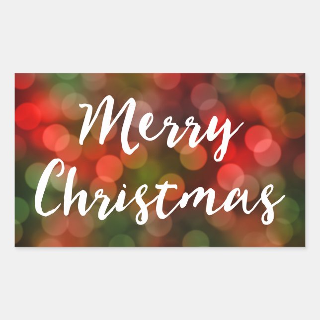 Sticker Rectangulaire Joyeux Noël Bokeh Lumières (Devant)