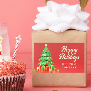 Sticker Rectangulaire Joyeux Noël d'entreprise personnalisé