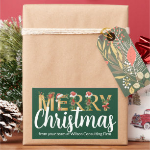Sticker Rectangulaire Joyeux Noël élégant personnalisé Fête d'entreprise