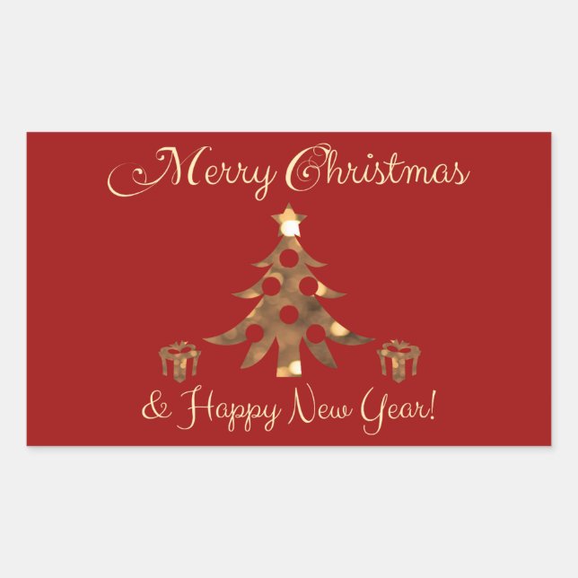 Sticker Rectangulaire Joyeux Noël et une bonne année ! (Devant)