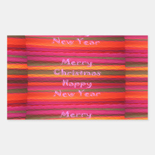 Sticker Rectangulaire Joyeux Noël Joyeux Nouvel An Toile Design couleur