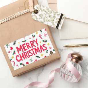 Sticker Rectangulaire Joyeux Noël mignon dessin main