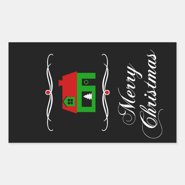 Sticker Rectangulaire joyeux noël (mod home) (Devant)