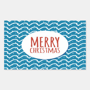 Sticker Rectangulaire Joyeux Noël Motif sans couture Texture bleue
