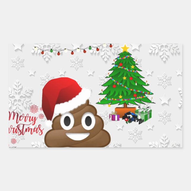 Sticker Rectangulaire joyeux noël poo émoji (Devant)