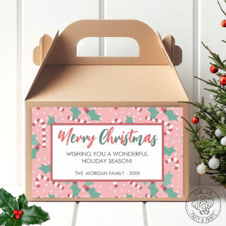 Sticker Rectangulaire Joyeux Noël rose