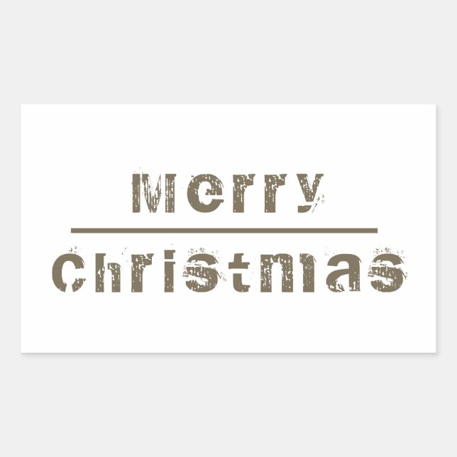 Sticker Rectangulaire Joyeux Noël Vacances Blanc et Gris (Devant)