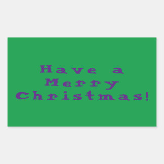 Sticker Rectangulaire Joyeux Noël ! Violet sur fond vert