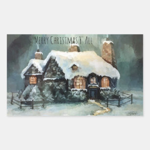 Sticker Rectangulaire Joyeux Noël Y'All merveilleuse nuit d'hiver