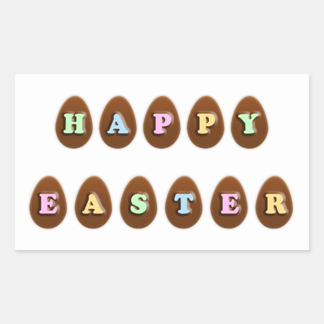 Sticker Rectangulaire Joyeux oeufs au chocolat de Pâques (Devant)