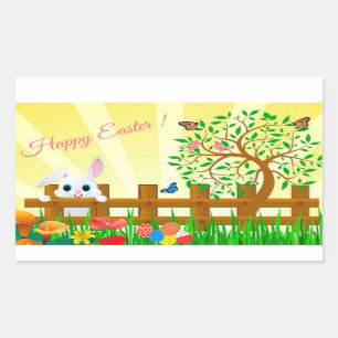 Sticker Rectangulaire Joyeux Pâques