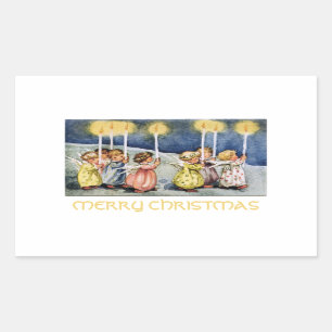 Sticker Rectangulaire Joyeux petits anges de Noël
