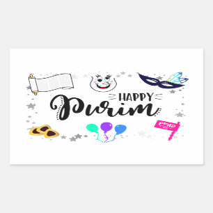 Sticker Rectangulaire Joyeux Purim