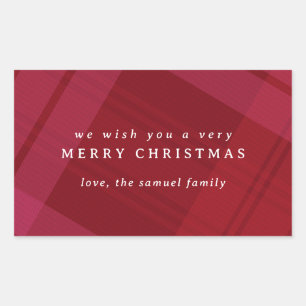 Sticker Rectangulaire Joyeux rouge clair Noël plaid simple vacances