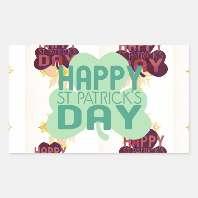 Sticker Rectangulaire Joyeux Saint Patrick's Day Lovely Art Print (Devant)