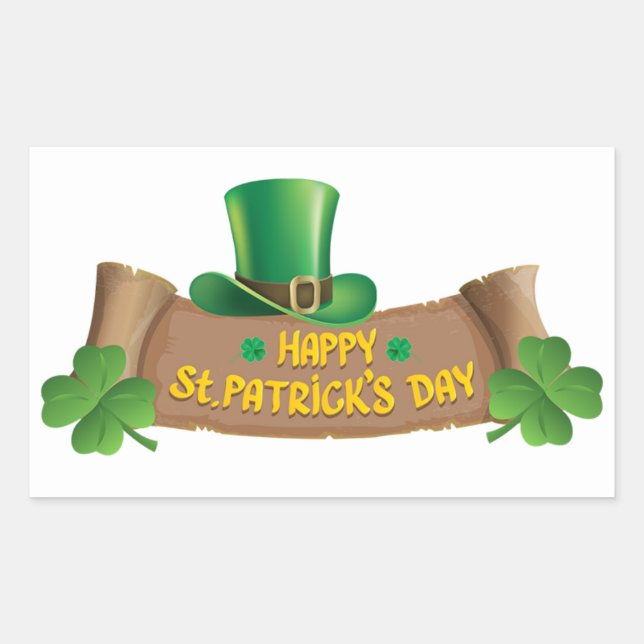 Sticker Rectangulaire Joyeux Shamrocks verts du Jour de la Saint Patrick (Devant)