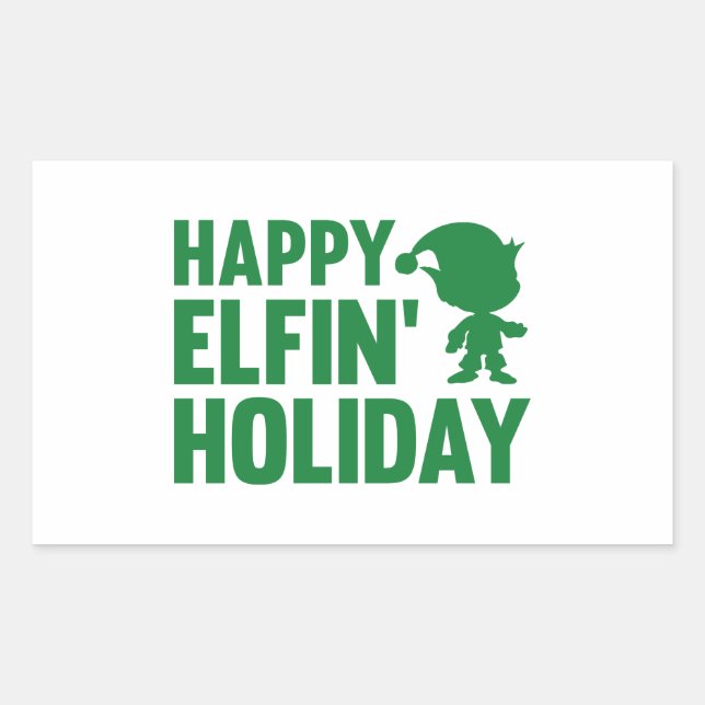 Sticker Rectangulaire Joyeux vacances d'Elfin (Devant)