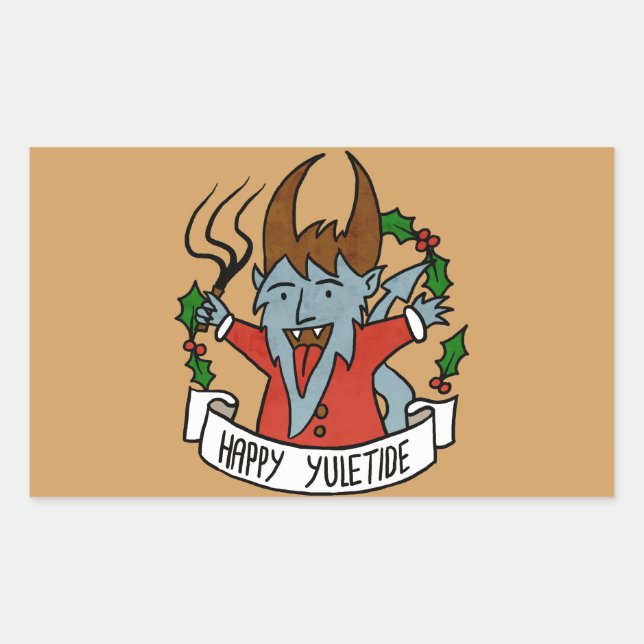 Sticker Rectangulaire Joyeux Yuletide Krampus (Devant)