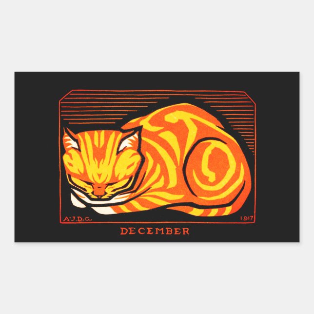 Sticker Rectangulaire Julie de Graag Décembre Chat (Devant)