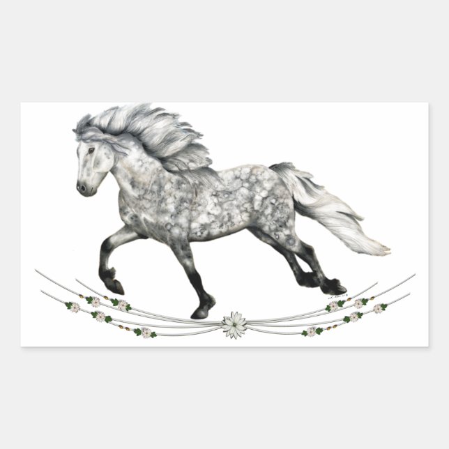Sticker Rectangulaire Jument Grá du cheval islandais (Devant)