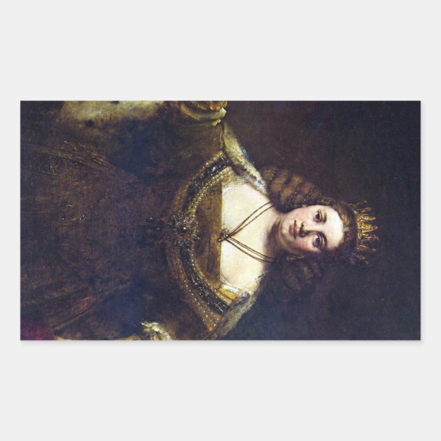 Sticker Rectangulaire Juno par Rembrandt Harmenszoon van Rijn (Devant)