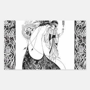 Sticker Rectangulaire Jupe Peacock Beardsley Art Nouveau