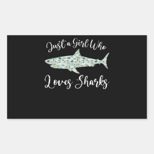 Sticker Rectangulaire Just Girl Who Loves Sharks