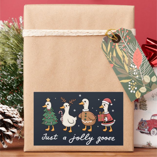 Sticker Rectangulaire Juste une oie joyeuse Noël Canard Vacances Xmas  (vacances)