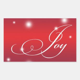 Sticker Rectangulaire JY ruban script neige brillante rouge grand étique