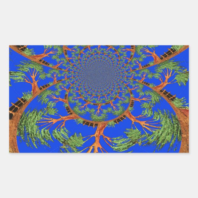 Sticker Rectangulaire Kaleidoscope Acacia Arbre Art Imprimer/Graphique (Devant)