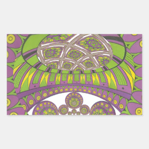 Sticker Rectangulaire Kaleidoscope africain violet et jaune traditionnel