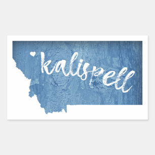 Sticker Rectangulaire Kalispell Montana Grain de Bois