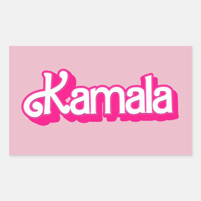 Sticker Rectangulaire Kamala Harris en rose (Devant)
