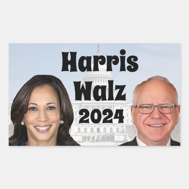 Sticker Rectangulaire Kamala Harris et Tim Walz 2024 (Devant)
