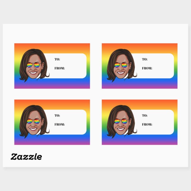 Sticker Rectangulaire Kamala Harris Pride (Feuille)