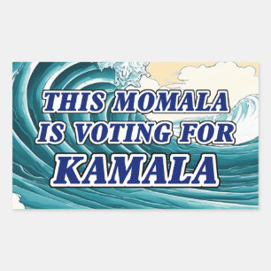 Sticker Rectangulaire Kamala Momala Vague bleue